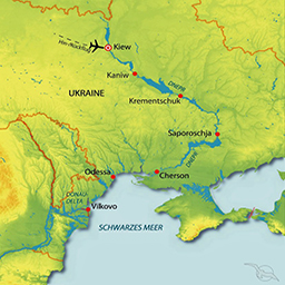 Route Flusskreuzfahrt auf dem Dnepr