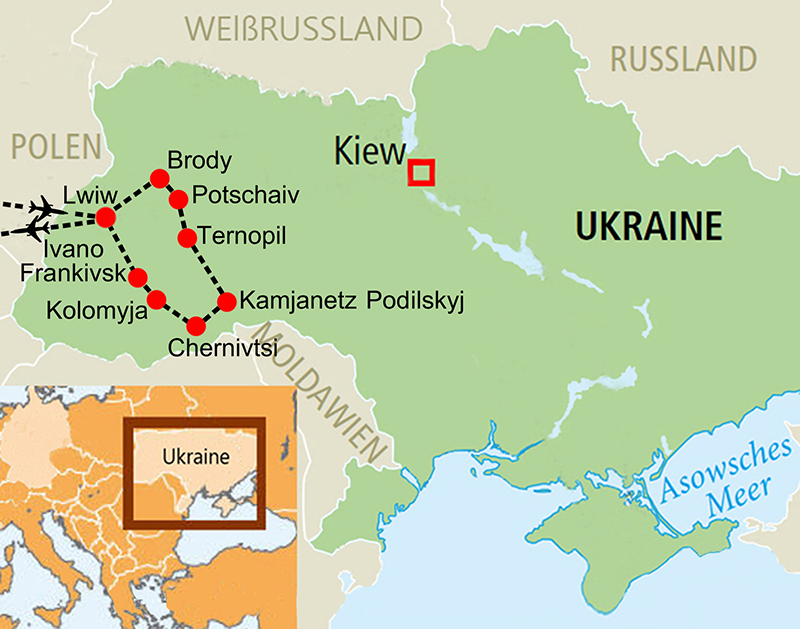 Reiseroute_Rundreise_West_Ukraine